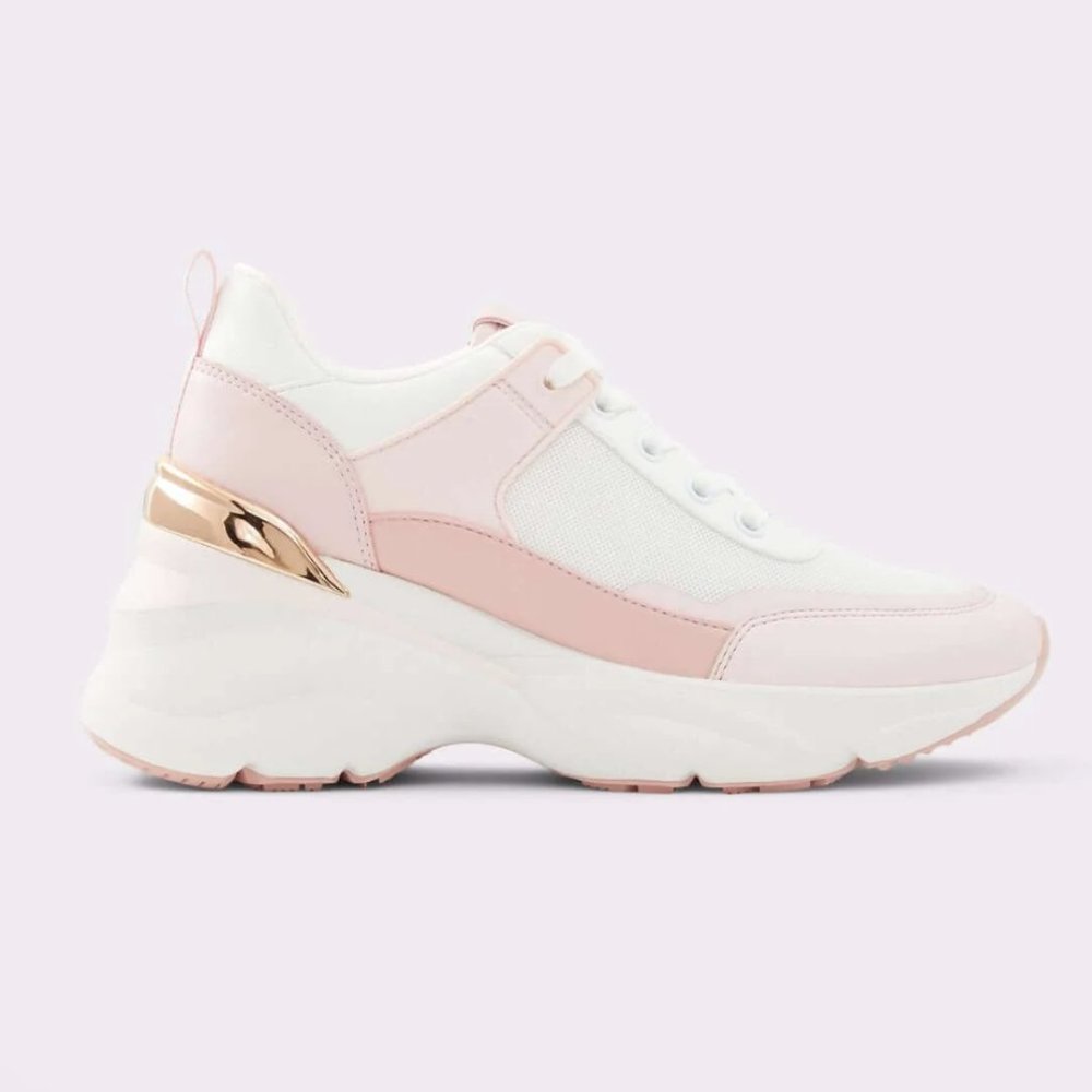 ALDO Azuria Pink, White, and Gold Joggers Sneakers and gel cleaner  - size 7